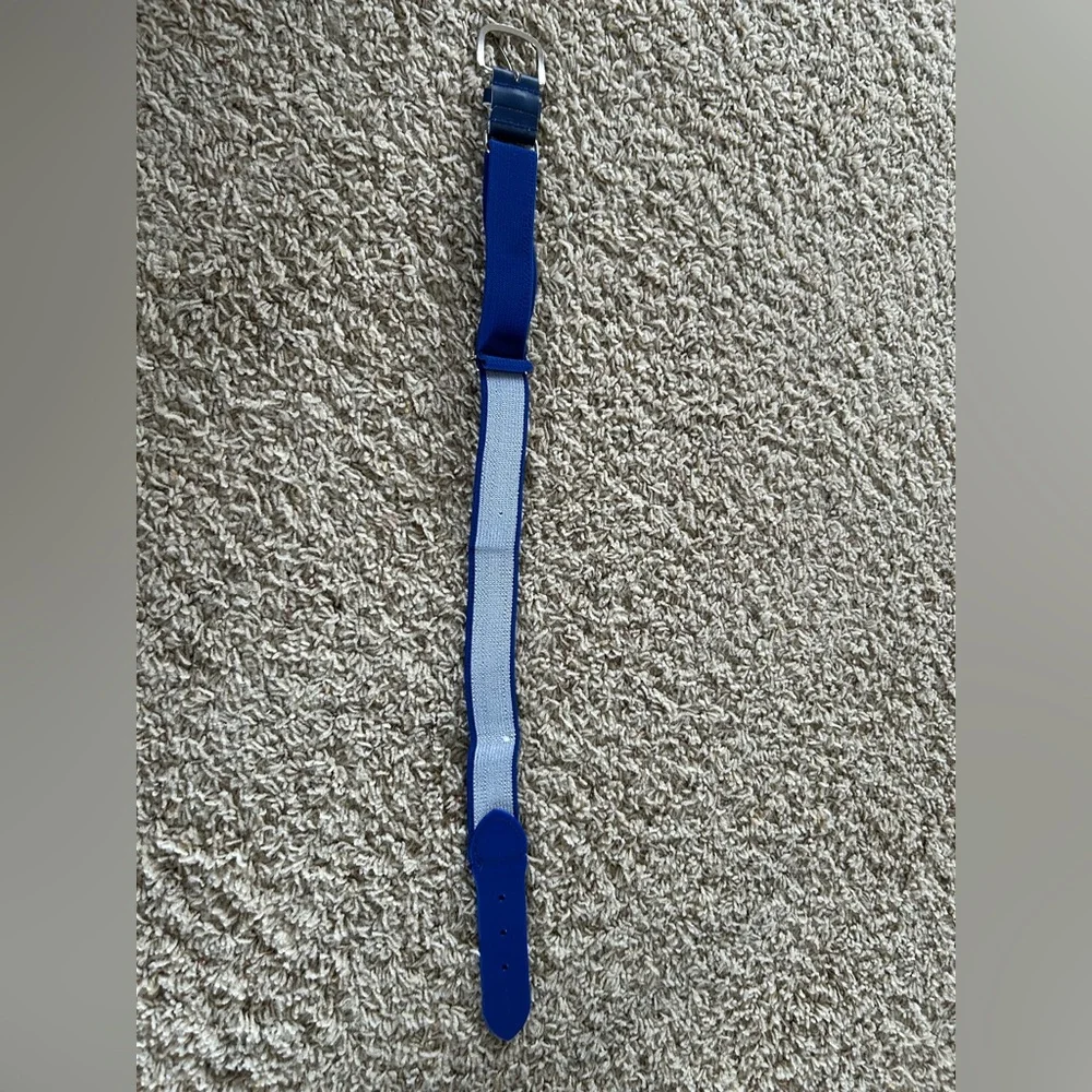Youth Adjustable Elastic Blue Baseball Belt with Silver Buckle